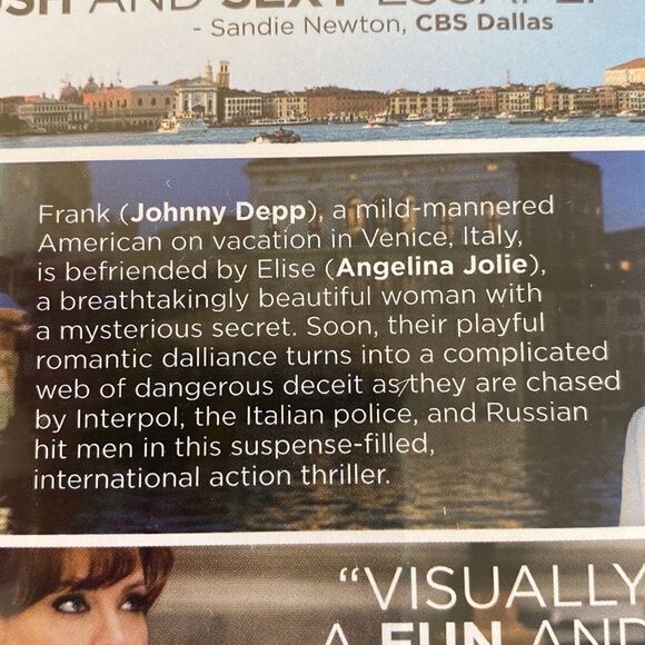 🍿3/$15 DVD The Tourist Starring Johnny Depp and Angelina Jolie Rated PG 13 - Picture 8 of 13